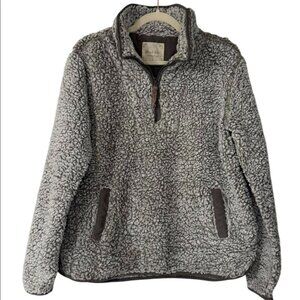 Altard State Grey & Brown Quarter Zip Fleece Jacket Size Small